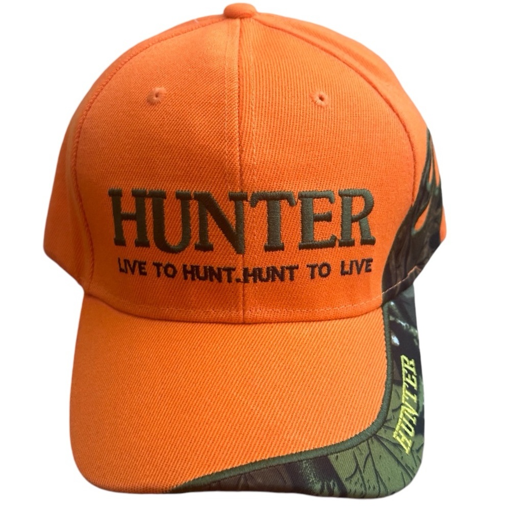 Hunter Live To Hunt Embroidered Neon Orange/Camouflage Hat NWOT